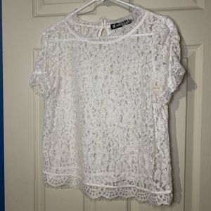 Lace Short Sleeve White Top